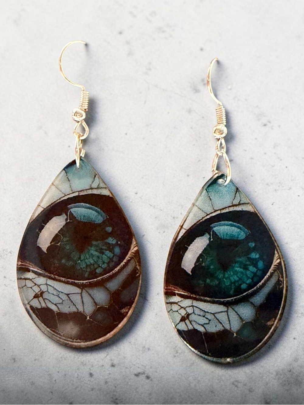 Handcrafted Teardrop Dragon Eye Dangle Earrings